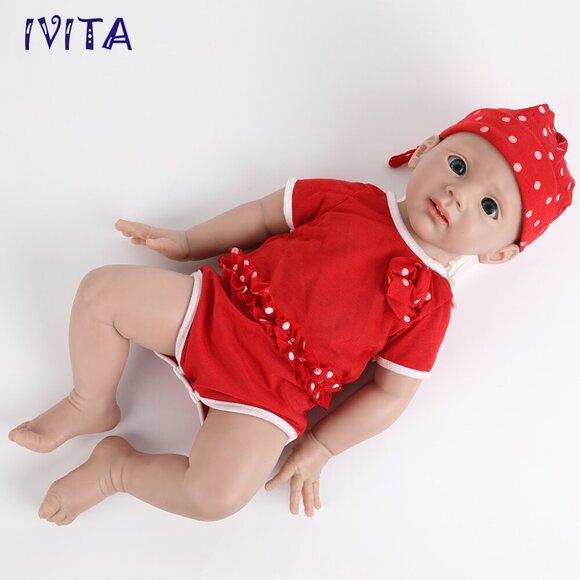 IVITA 20inch Full Silicone Reborn Baby Girl Handmade Silicone Doll Infant - Picture 11 of 12